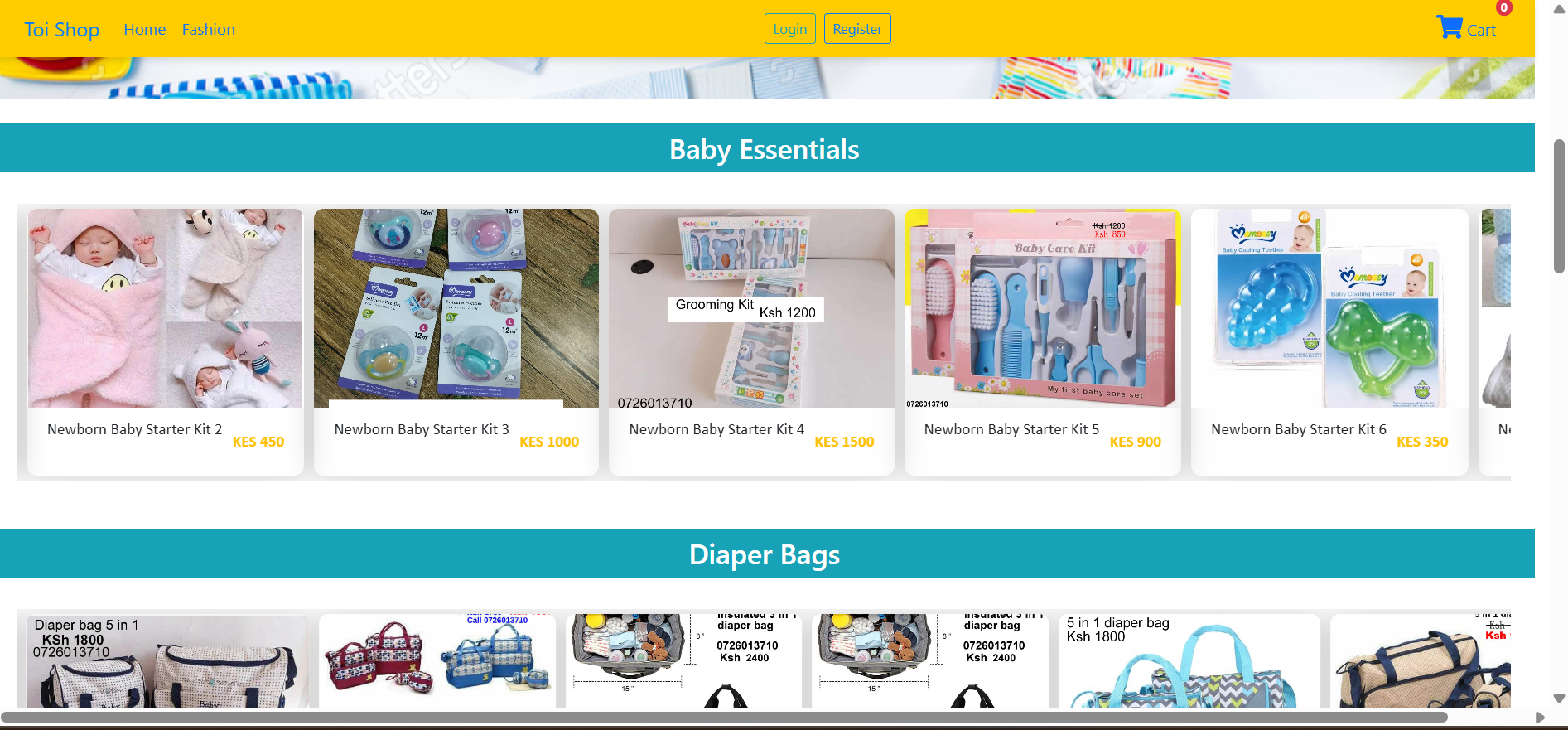 Toi Shop e-commerce screenshot